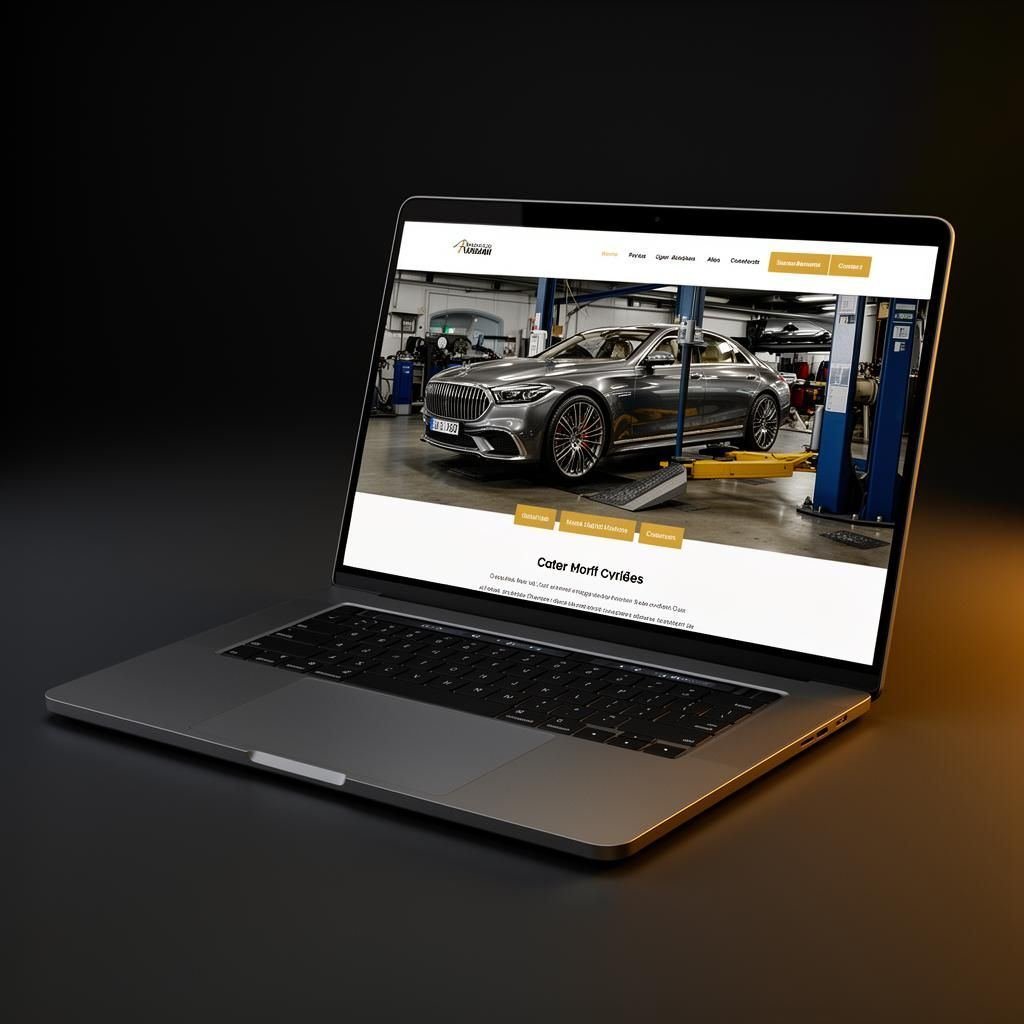 Mockup de site automotivo em notebook